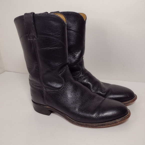 Justin Boots Other - Justin Classic Black Leather Men's Boots Size (9)D Made In USA